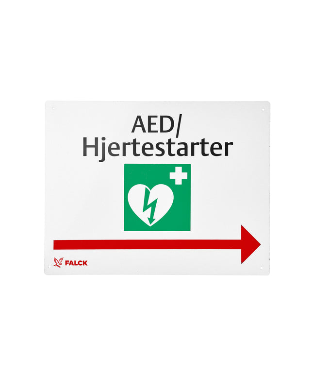 Skilt AED - pil til højre