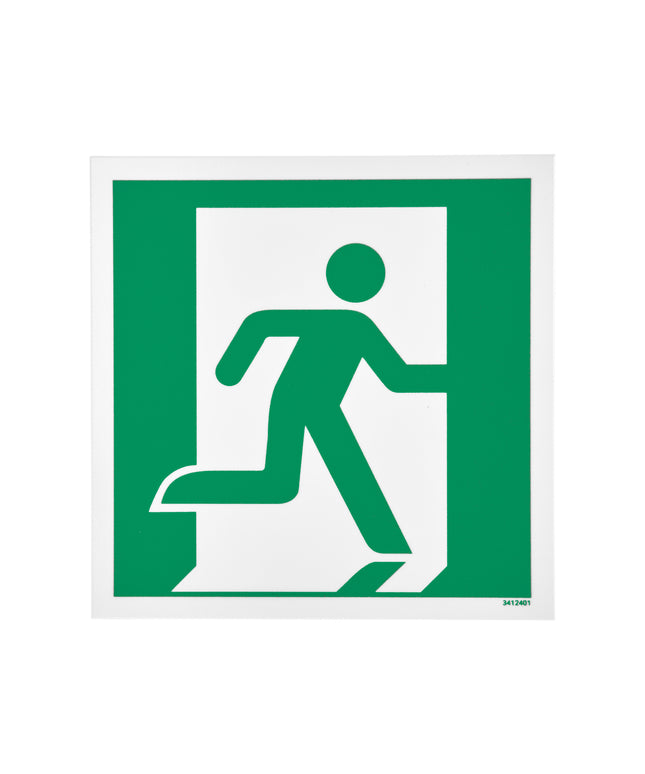 Skilt Flugtvej højre - 150x150 mm efterlysende