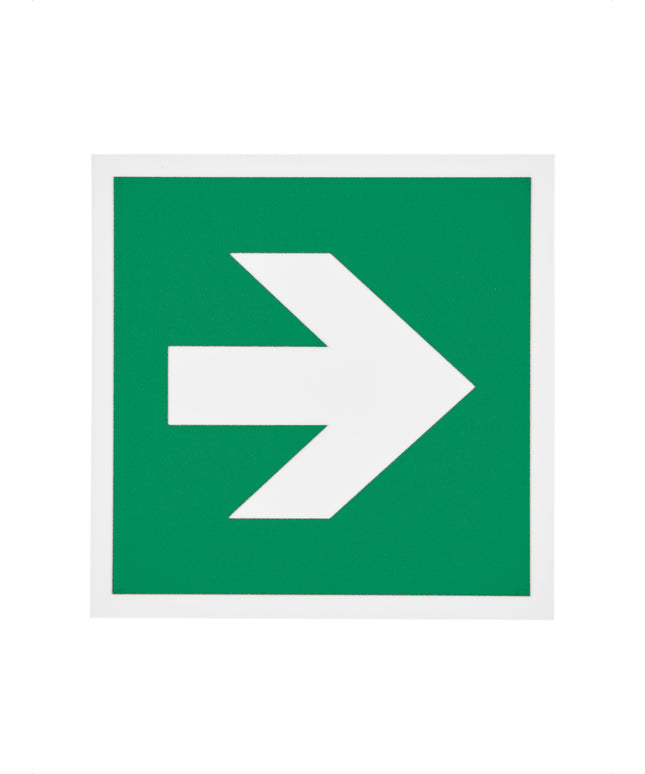 Skilt flugtvejspil venstre/højre 150x150 mm efterlys.