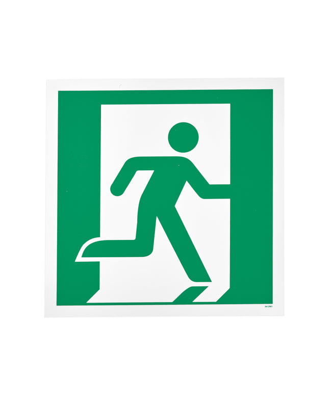 Skilt Flugtvej højre 300x300 mm efterlysende