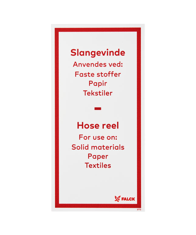 Skilt Slangevinde anvendes dk-eng