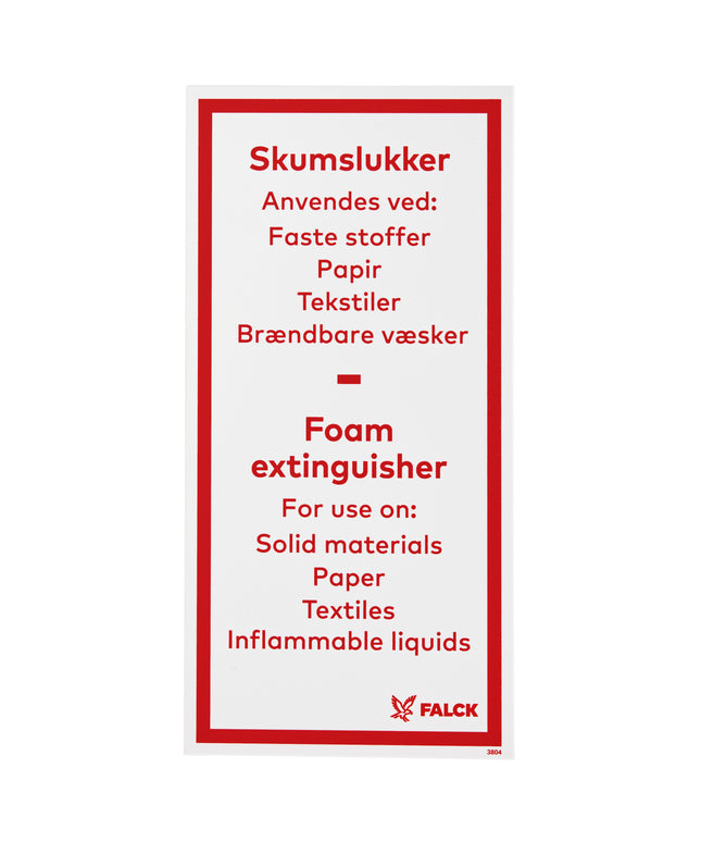 Skilt Skumslukker anvendes dk-eng
