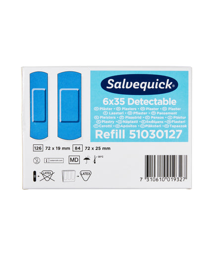 Detektorplaster blåt plast - Refill 6 x 35 stk.