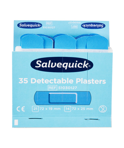 Detektorplaster blåt plast - Refill 6 x 35 stk.