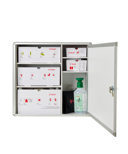 Nødhjælpsskab model Falck med indhold