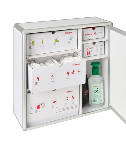 Nødhjælpsskab model Falck med indhold