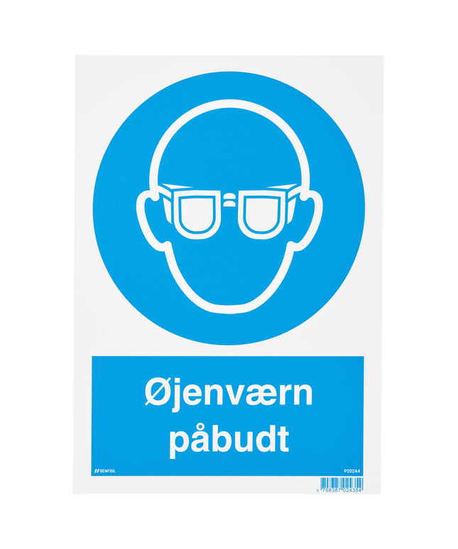 Skilt "Øjenværn påbudt" str. R4 (bestillingsvare)