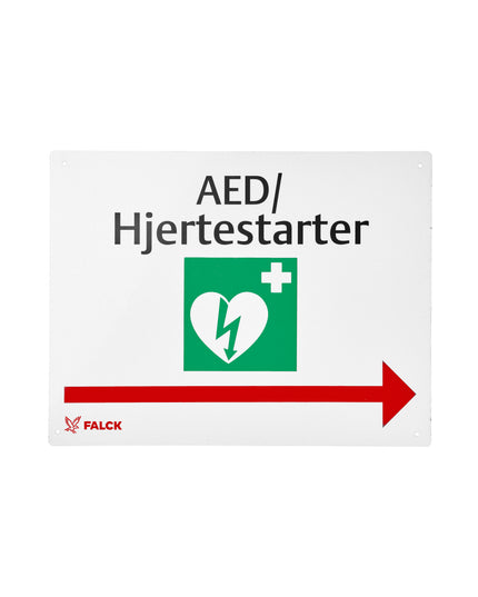 Skilt AED - pil til højre