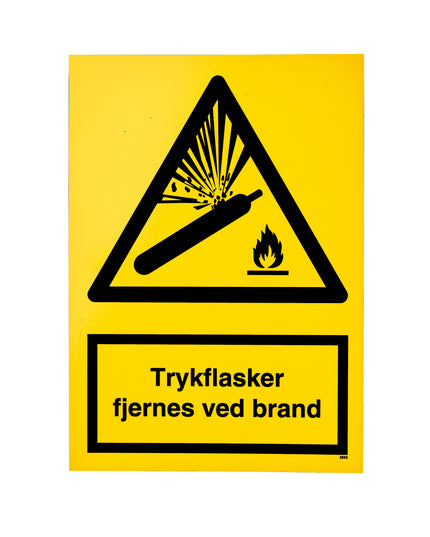 Skilt - Trykflasker fjernes ved brand A4