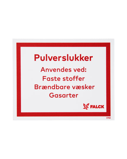 Skilt Pulverslukker anvendes