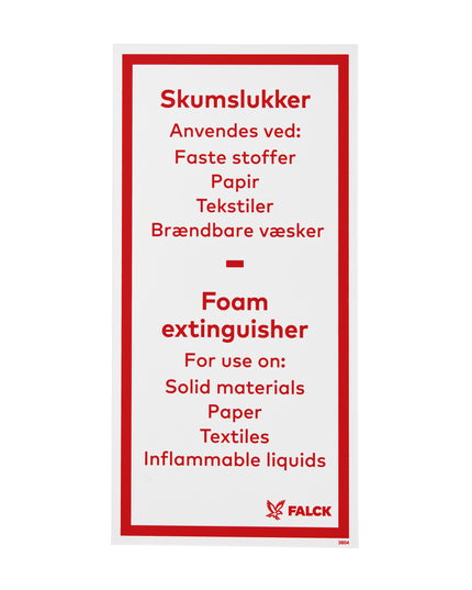 Skilt Skumslukker anvendes dk-eng