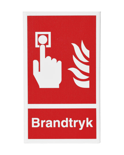 Brandtrykskilt, vinkel. Str. 70 x 120 mm
