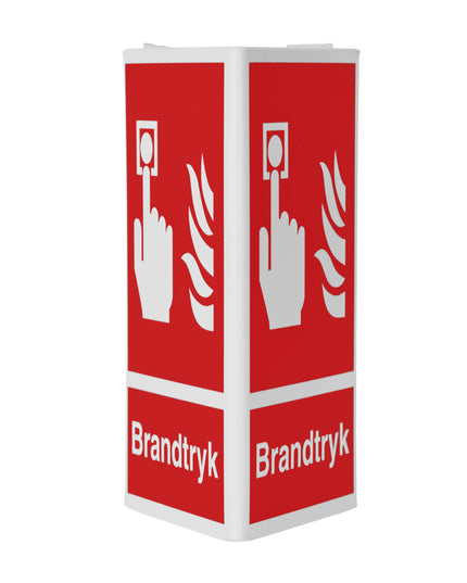 Brandtrykskilt, vinkel. Str. 70 x 120 mm