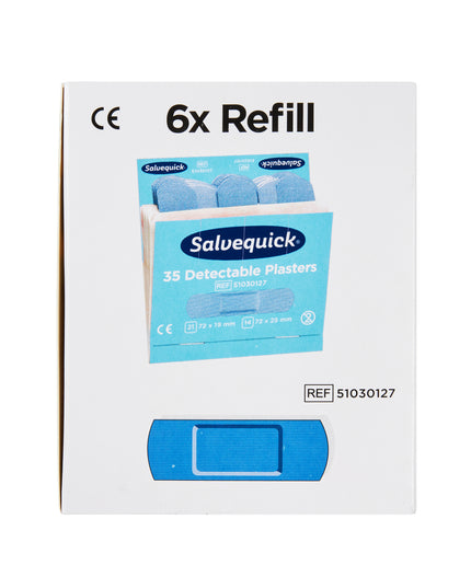 Detektorplaster blåt plast - Refill 6 x 35 stk.