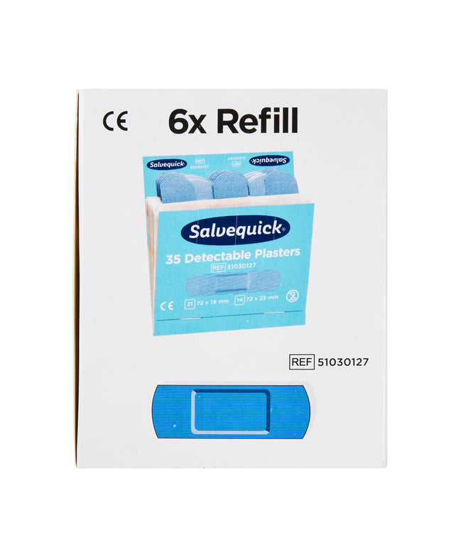 Detektorplaster blåt plast - Refill 6 x 35 stk.