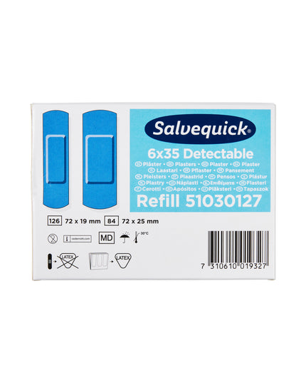 Detektorplaster blåt plast - Refill 6 x 35 stk.