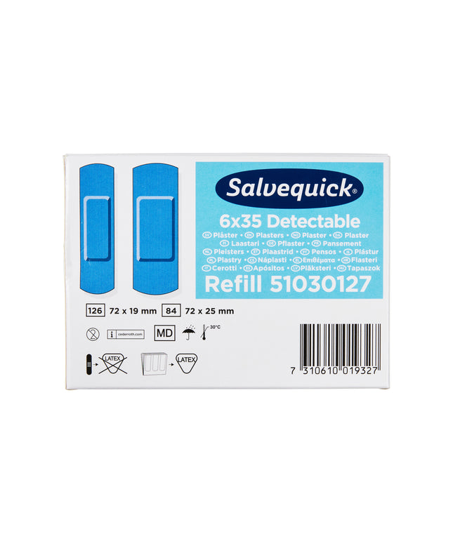 Detektorplaster blåt plast - Refill 6 x 35 stk.