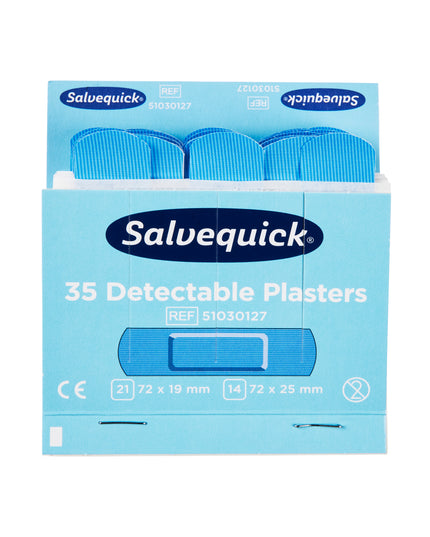 Detektorplaster blåt plast - Refill 6 x 35 stk.
