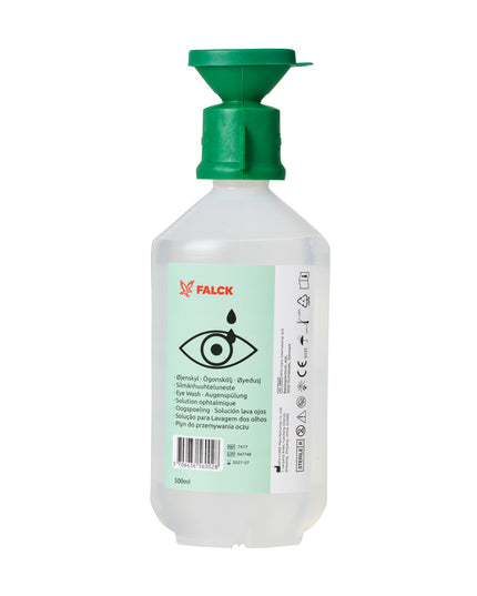 Øjenskyllevæske 500 ml. Falck Flad/oval flaske