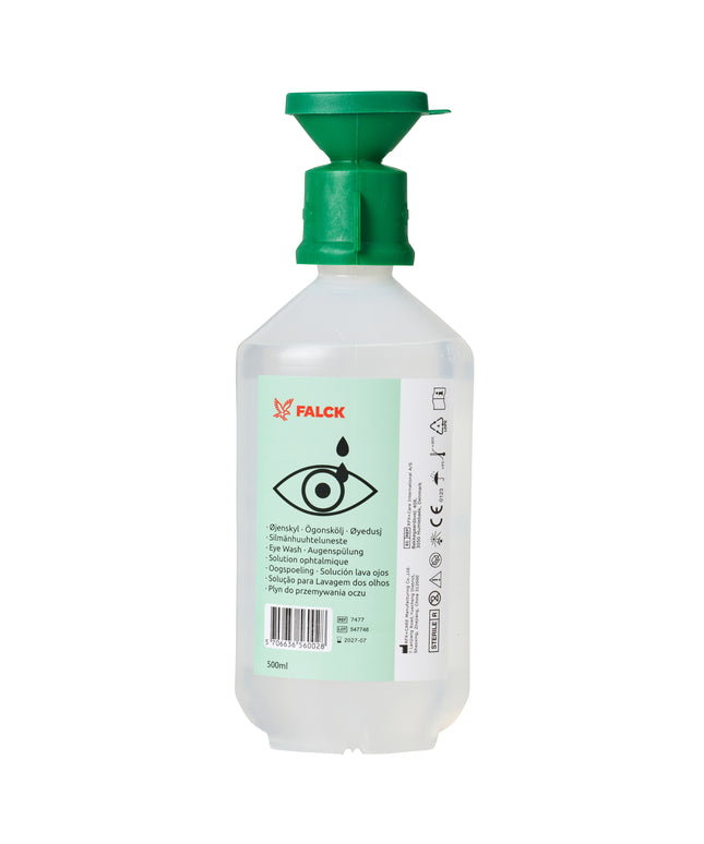 Øjenskyllevæske 500 ml. Falck Flad/oval flaske
