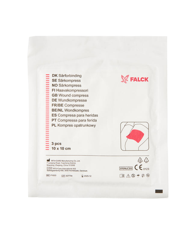 Gazekompres af 3 stk. - str. 10x10 cm