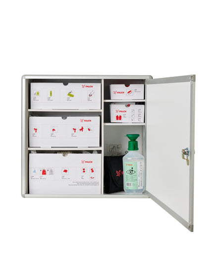 Nødhjælpsskab model Falck med indhold