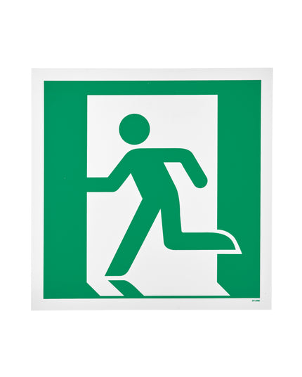 Skilt Flugtvej venstre - 150x150 mm efterlysende