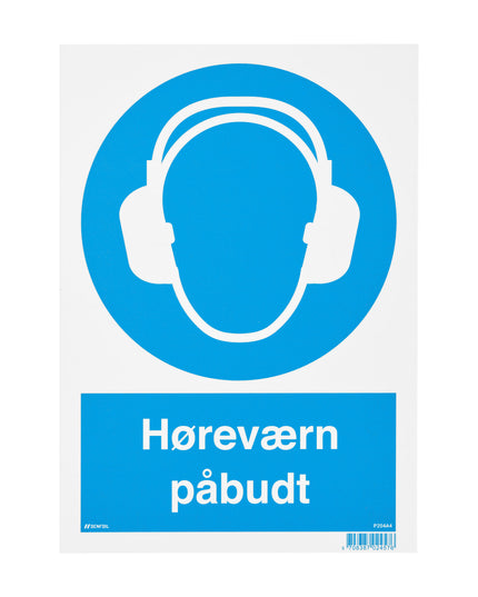 Skilt - Høreværn påbudt A4 (bestillingsvare)