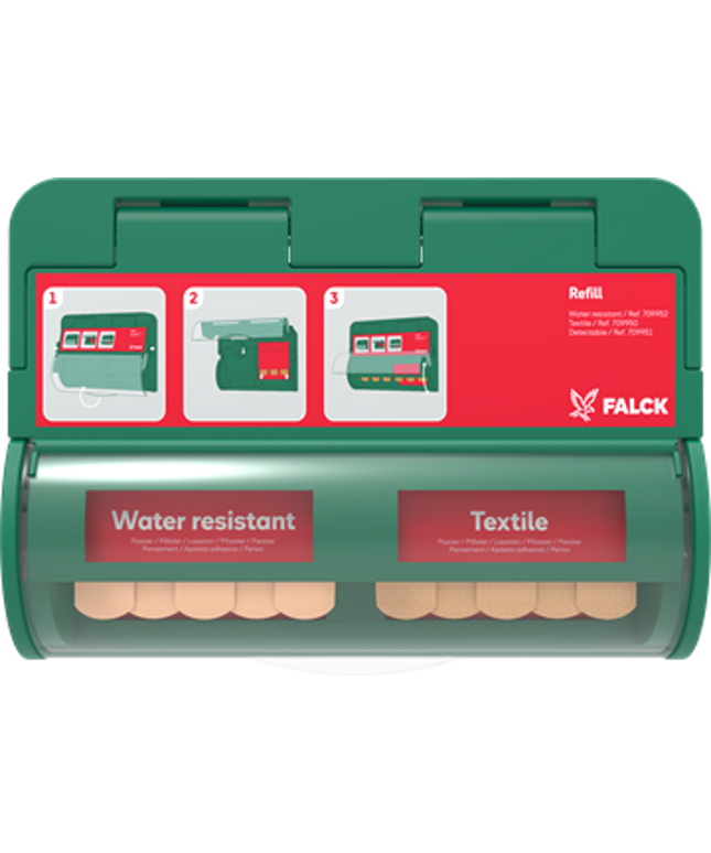 Plasterautomat kombi af plast og tekstil plaster