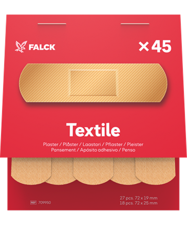 Plaster tekstil  - Refill 6 x 45 stk. i to størrelser.