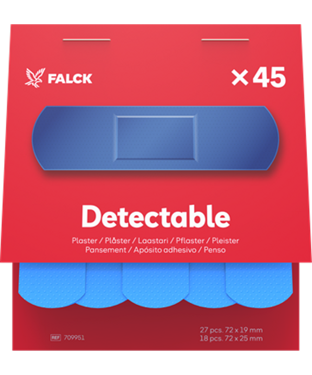 Detektorplaster blåt plast - Refill 6 x 45 stk. i to størrelser.